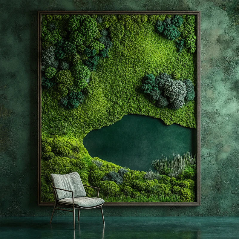 Custom Wood-Framed Moss Wall Art