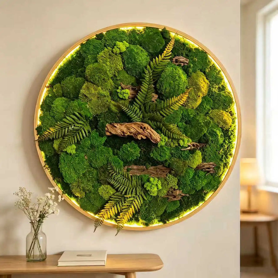Custom LED Preserved Moss Wall Art
