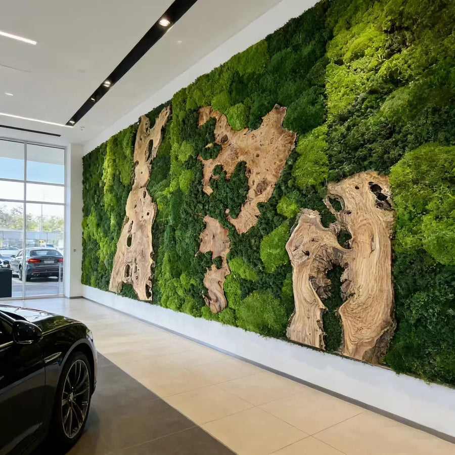 Custom Olive Wood Moss Feature Wall