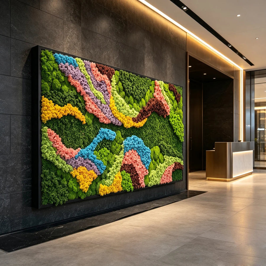 Custom Illuminated Preserved Moss Wall Panel